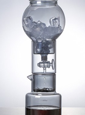 家用咖啡冰滴壶玻璃600ML烟灰色滴漏式冰酿壶茶壶商用冷萃咖啡壶
