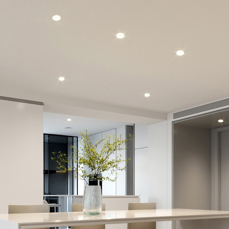 预埋无边框防眩筒灯嵌入式全光谱家用led 智能天花灯过道灯无主灯