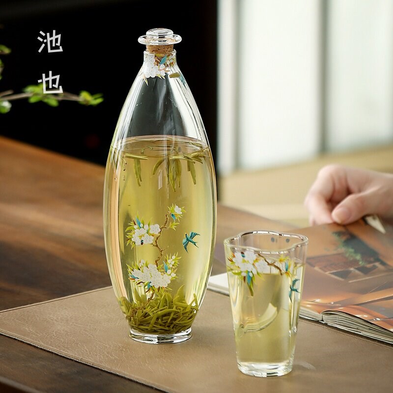 池也春景绿茶冷泡玻璃瓶热泡瓶可冷藏多功能密封酒瓶器凝聚酒具瓶