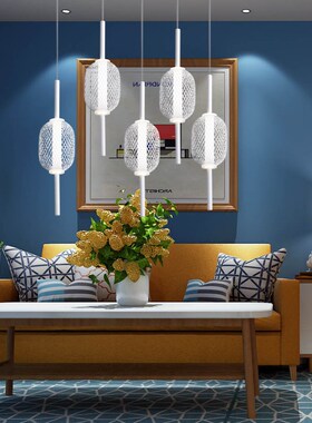 LOFT复式住宅灯具时尚中式餐厅客厅书房黑色白色智能铁艺楼梯吊灯