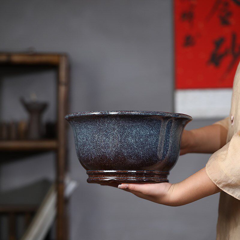 清香阁紫砂 手工中式矮型花盆 桌面盆景盆室内兰花绿植古典花器