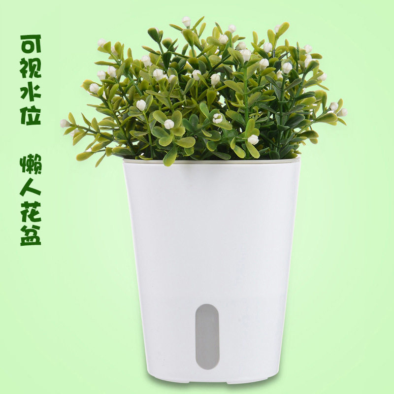 包邮创意自动吸水塑料懒人花盆 棉绳吸水盆 绿萝仿陶瓷绿植种菜