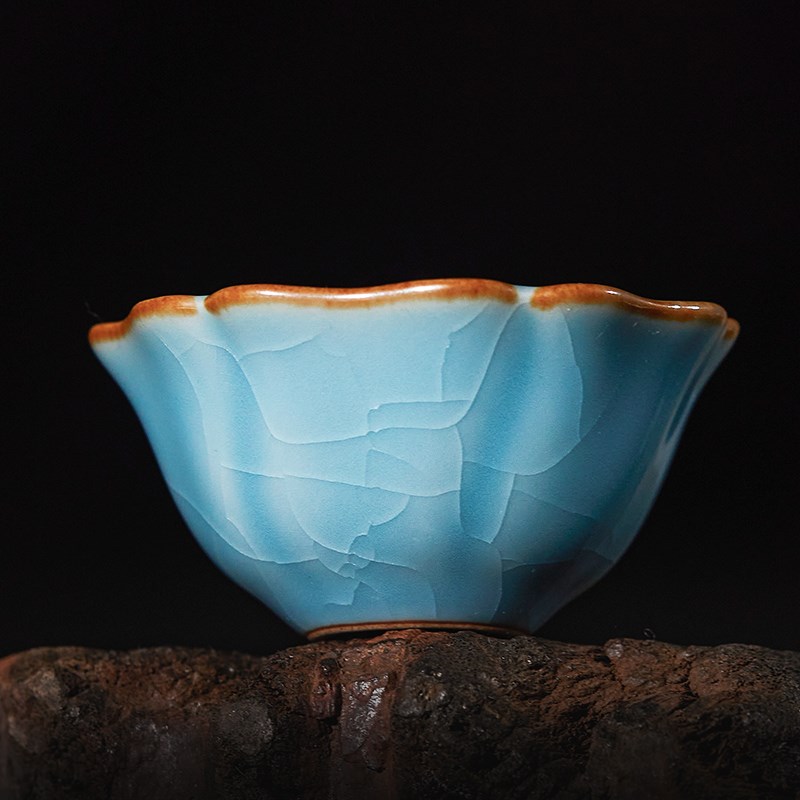 哥窑葵口杯高端礼品伴手礼 主人杯品茗茶具功夫茶器茶杯瓷器手工