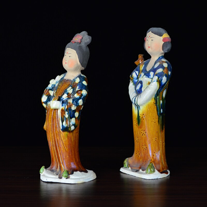 25cm仿古唐三彩仕女陶俑收藏 中式家居装饰摆件 中国特产文化礼品