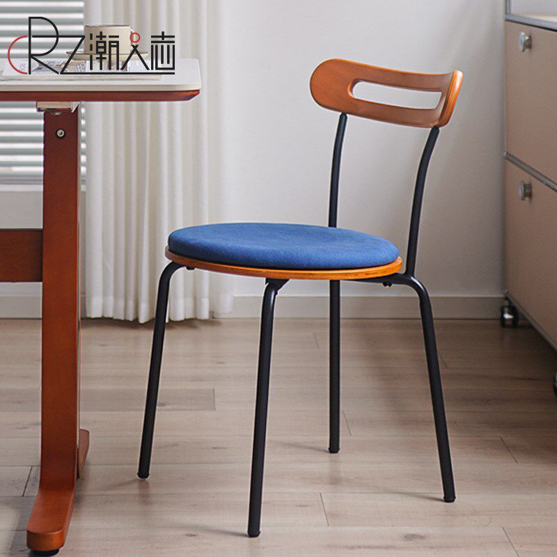中古实木餐椅家用客厅靠背椅子设计师款复古小户型餐桌椅餐厅凳子