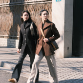 FIRST.PRETTY轻奢风单排扣大翻领外套女中款 质感毛呢显瘦修身 大衣