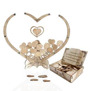 创意木制工艺品摆件婚礼婚庆标志用品签到台心型木制品摆件装饰