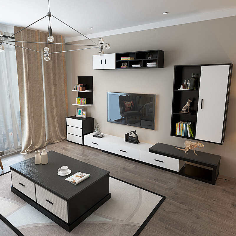 现代简约火烧石茶几电视柜方形圆角大理石火山石茶几组合客厅简约