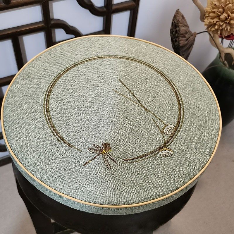 鼓凳坐垫圆形刺绣中式红木椅子实木古筝凳藤椅餐椅垫防滑圆垫定制