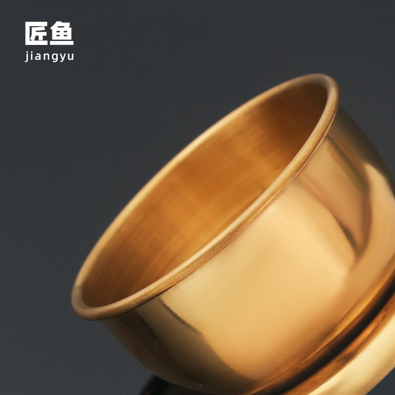 匠鱼金色不锈钢茶漏过滤茶托底座创意茶滤支架滤茶器托架茶具配件图片