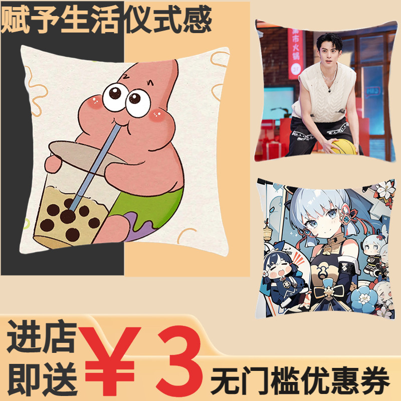 抱枕定制来图定做靠垫套天行兔A双面照片logo真人diy情侣礼物靠枕图片