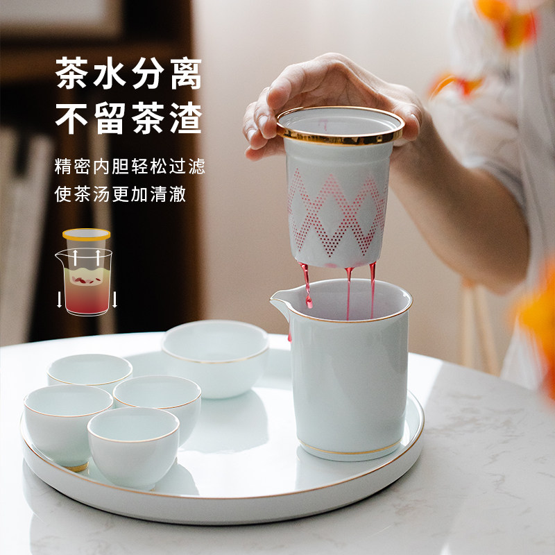 旅行茶具套组可携式包快客杯一壶四杯日式车载随身功夫陶瓷户外旅