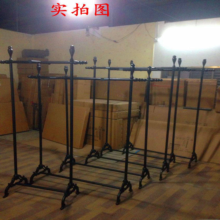 服装店铁艺落地式服装展示架专卖店铸铁脚男女装挂衣架中岛架包邮