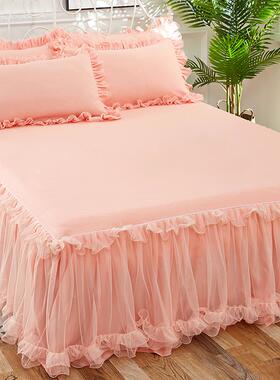 版韩蕾丝床裙单件主床罩床套GEY加厚1套.5米1.8m床垫防滑保护床公