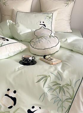 刺绣加厚四件套全纯PML棉熊毛猫床上用品磨0被套床单中棉式10长绒