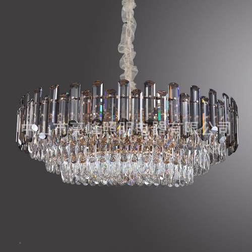 新款家用厅现代灯具别客式墅轻奢简VAK约法大气水晶吊灯网红eld灯