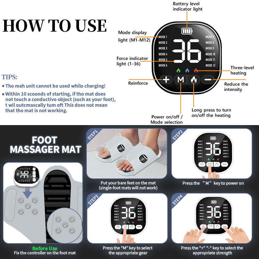 足底加热按摩器敷按热摩仪能脉冲VNG电流按微摩腿部智足部电动脚