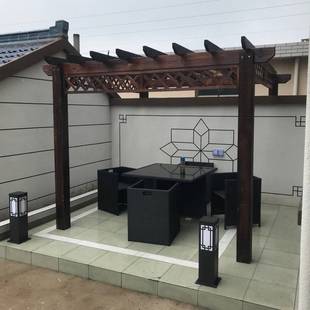 8V防腐木葡萄架庭院碳化木户外凉亭室外廊架爬藤木架子花架长廊定