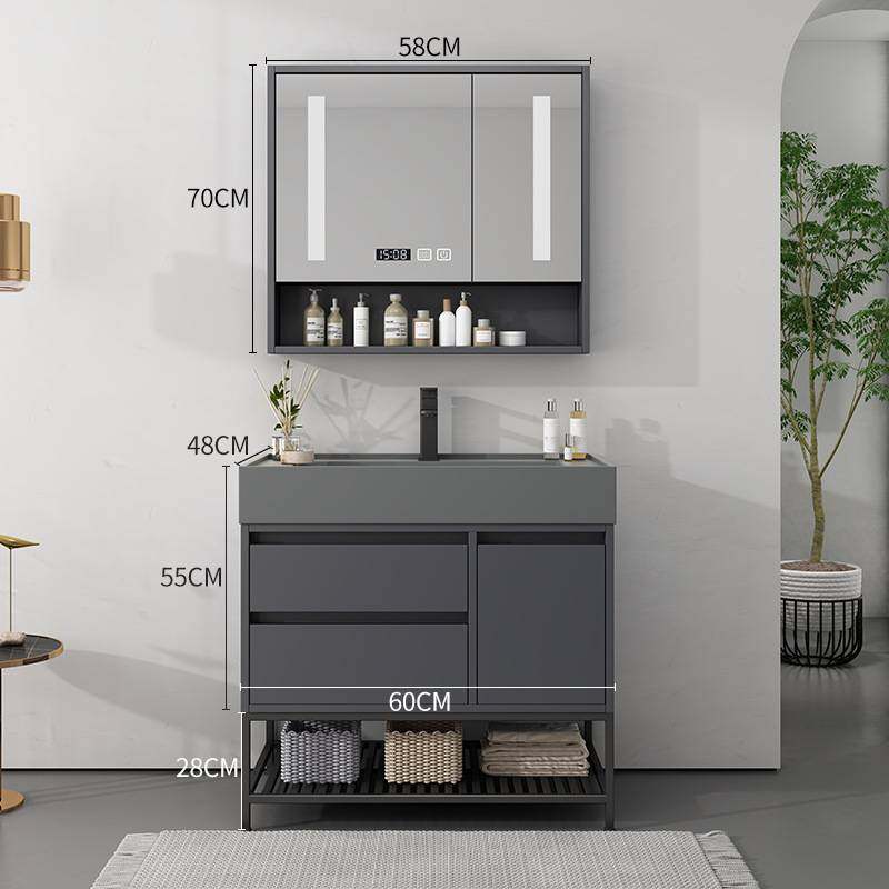 轻奢实木浴室柜组合套装落地款洗漱台盆智能洗手洗脸卫生间洗漱台