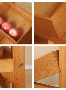 落新款式实地木榫卯落地置物架多层厨房杂物纳蔬菜收OLR客厅木质