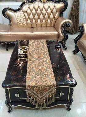 ?旗欧式简约奢条华现代长美式餐桌布茶桌F757&@@7几台柜布电视装