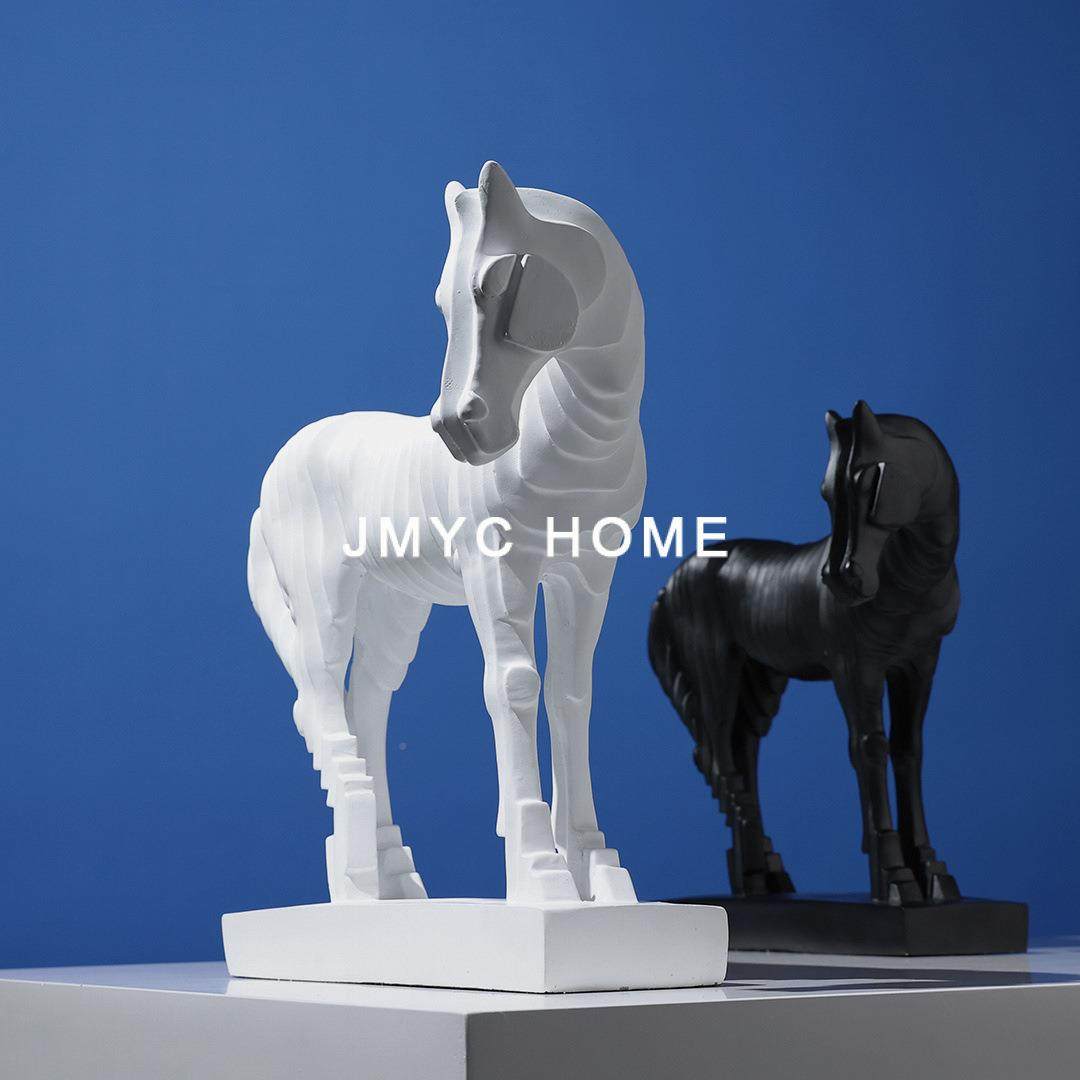 简约现代树脂售抽线象条黑白马摆件酒酒店柜楼处客厅家居JOV软装,家居饰品,装饰摆件,淘宝优惠券,粉丝福利购,淘宝优惠卷