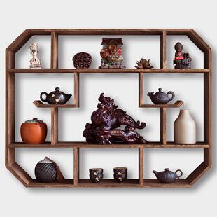 博古架见详情木中式壁挂式上客博厅置墙物架实木茶具茶壶架子挂墙