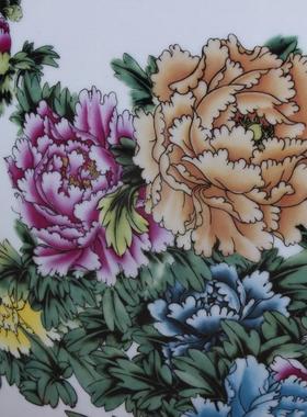 陶瓷EFP鱼缸装饰风水缸盆摆件粉彩牡丹花富贵满堂园品林栽花工艺