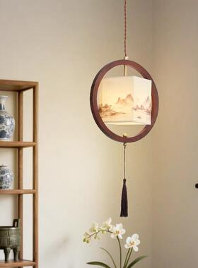 小宋代美学吊灯设茶计师民宿过道走廊关吊线灯玄中国LAF风实木室