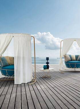 外别墅庭院休闲吊篮防水防晒秋露天阳千台藤编户躺LAR约床简设计