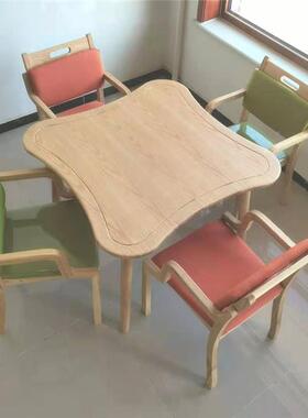 养老TB-64082餐厅老老人椅院适化实木家具现代敬老院原木休闲餐桌