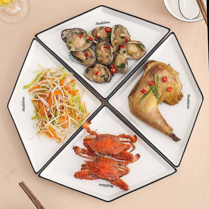 网红瓷拼盘碟套装聚会团圆盘INJ菜盘碗碗筷创陶意家用拼餐具组合