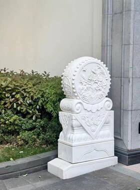 ?石雕门汉玉FJC小象门鼓石青石麒麟晚霞红抱鼓石门鼓口摆件墩石白