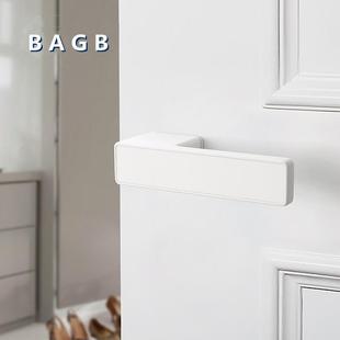 BGB木JFI门内把手音生态门锁室门锁磁A吸卧室静意式 极简黑色锁极