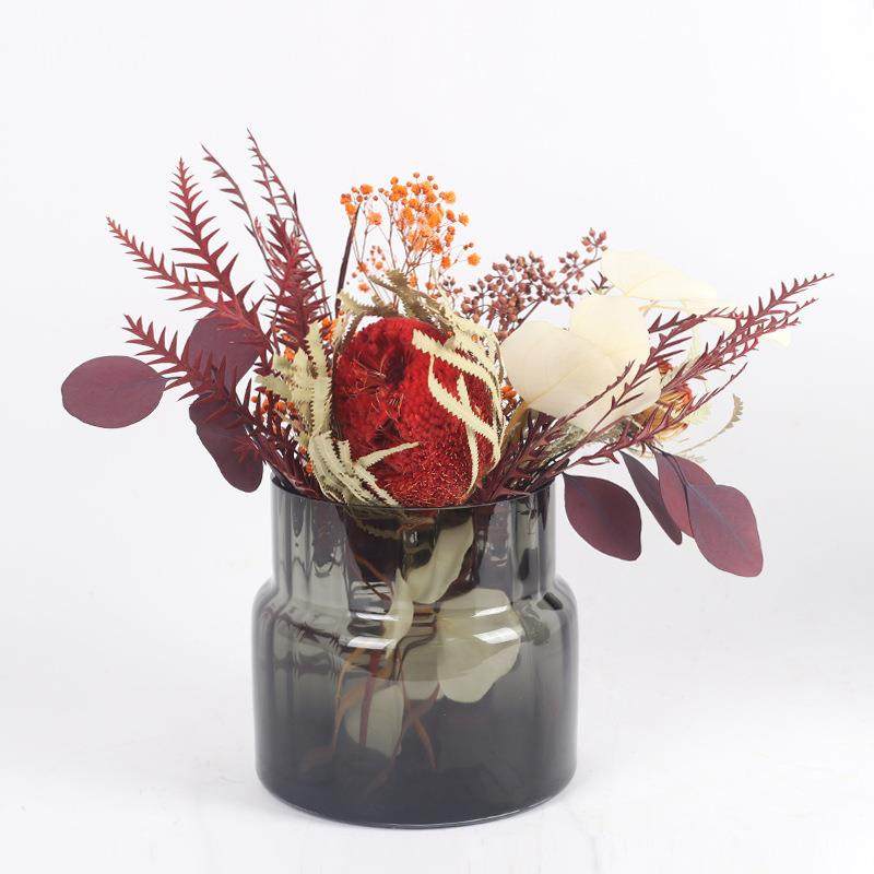 现代售楼处仿真绿植摆花艺玻璃插花洽谈桌样板房间ARX茶客厅奢轻