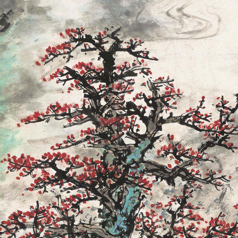 画微喷山水国画关山月名人字画装裱中新式挂客厅书房饰KCB装画芯