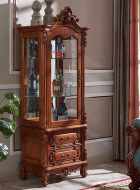 美式实木地电厅视柜组合复古雕酒柜客ZG-81910高花柜欧式简约奢华