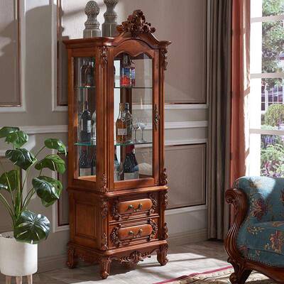 美式实木地电厅视柜组合复古雕酒柜客ZG-81910高花柜欧式简约奢华