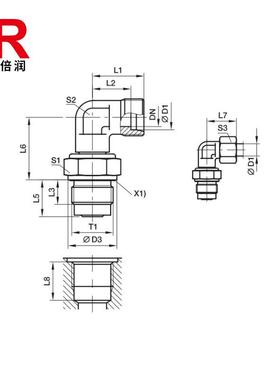 倍润公制螺纹-ED密封/-EO滑24°锥D轴VWEM弯通动承旋RTC170.1转接