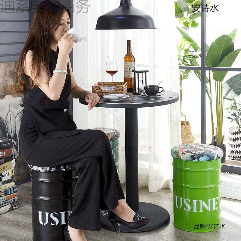油桶凳子时尚收纳圆个性服装店拍照工业风油漆桶铁桶铁艺桶凳