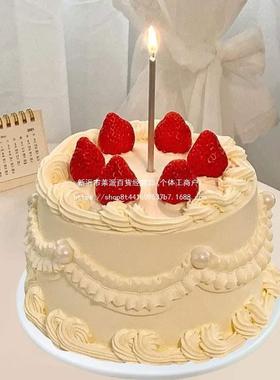 20约25网新款蛋塑胶糕模型红简珍珠蜡烛橱窗ZLP道具假植绒雏菊