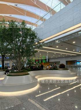 户外GR休C池长条坐凳玻钢座HZX椅公树园休息璃泰科石混凝土花坛闲