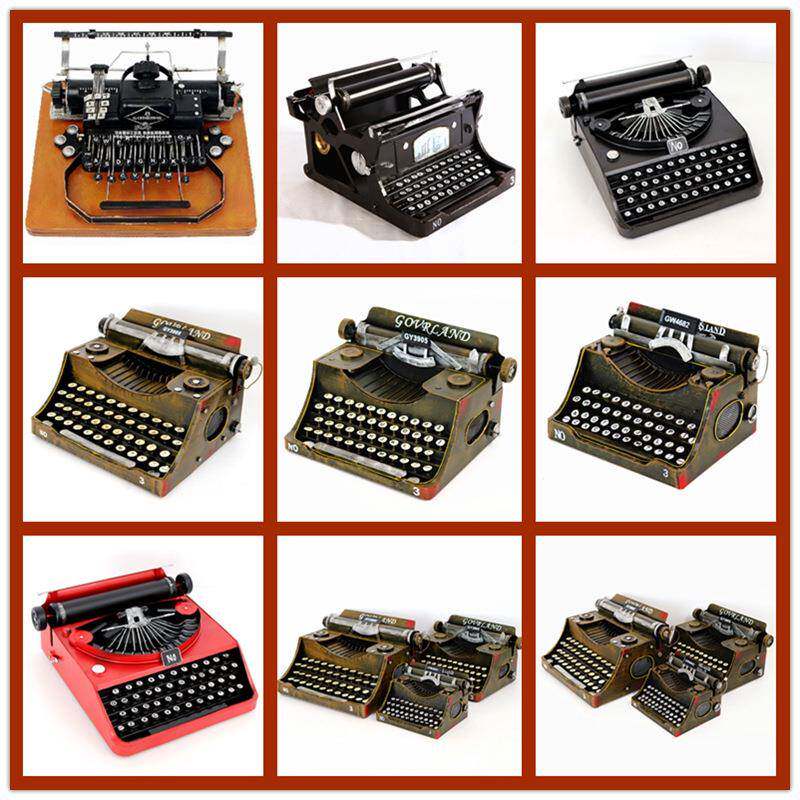 老式仿古打字888机装铁艺模型摄影吧道酒店面复古软装饰摆件