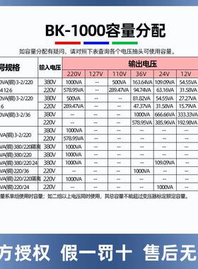 天BKFEA-1000VA控制变6压器交流22080V转220V1正10V6V24V12VV铜