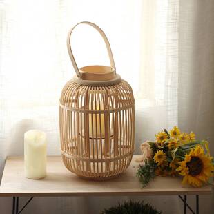 手工竹编风灯落地蜡烛台茶室酒店样板间装饰摆件花园庭院灯笼复古