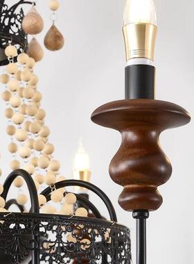 法式复古古中客厅吊灯设计师实木艺术美民宿别式餐墅厅87787卧室