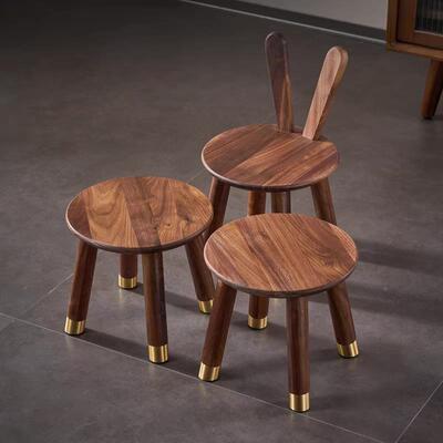 J^黑胡桃954实木小凳子用小孩凳椅榫卯结构脚凳踩踮高其家他黑胡