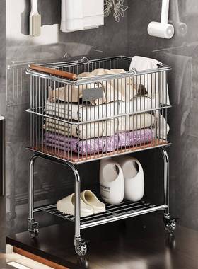 中古脏衣篓推车家用衣卫生间双层篮脏衣客卧室移OAF动脏厅服收纳