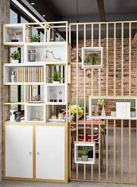 美式置纳ELR物书架落地办公室客厅隔断收置物柜子家用房多层格子