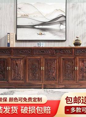 #实木餐边柜中储物柜客厅厨房多功茶水柜玄关能柜一式体墙式88810